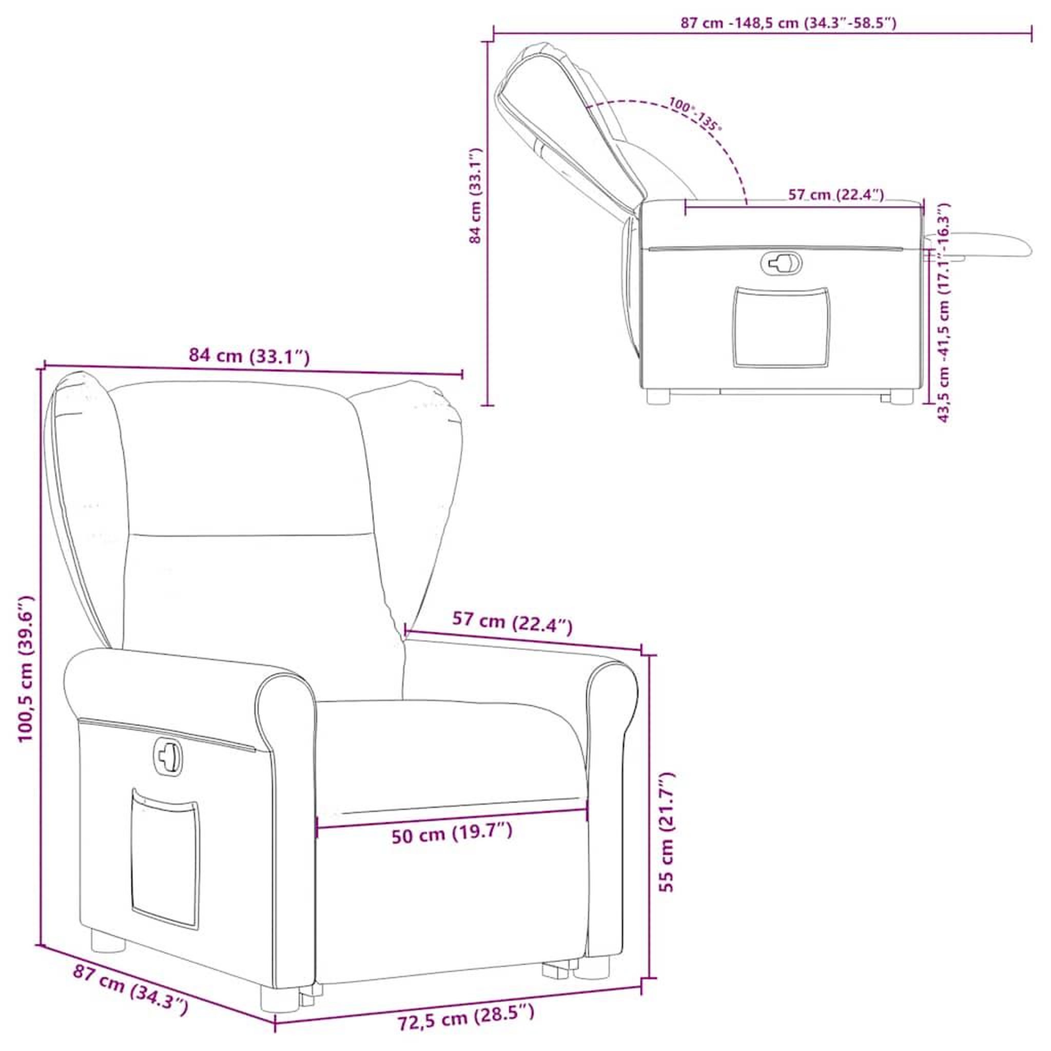Voir la diapositive 6 : VIDAXL Fauteuil inclinable marron fonce tissu