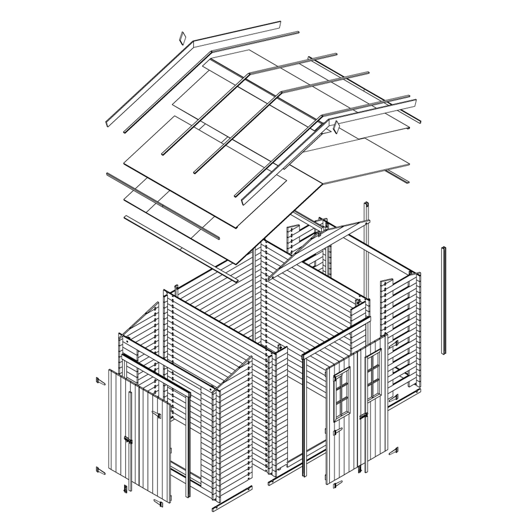 Voir la diapositive 5 : TIMBELA Abri de jardin en bois et range bûches extérieur - 3,53 + 0,97+0,97 m2 m389c