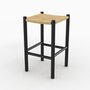 Voir la diapositive 1 : Rendez vous déco Tabouret pour ilot central 65 cm en teck noir et rotin - Kaïa