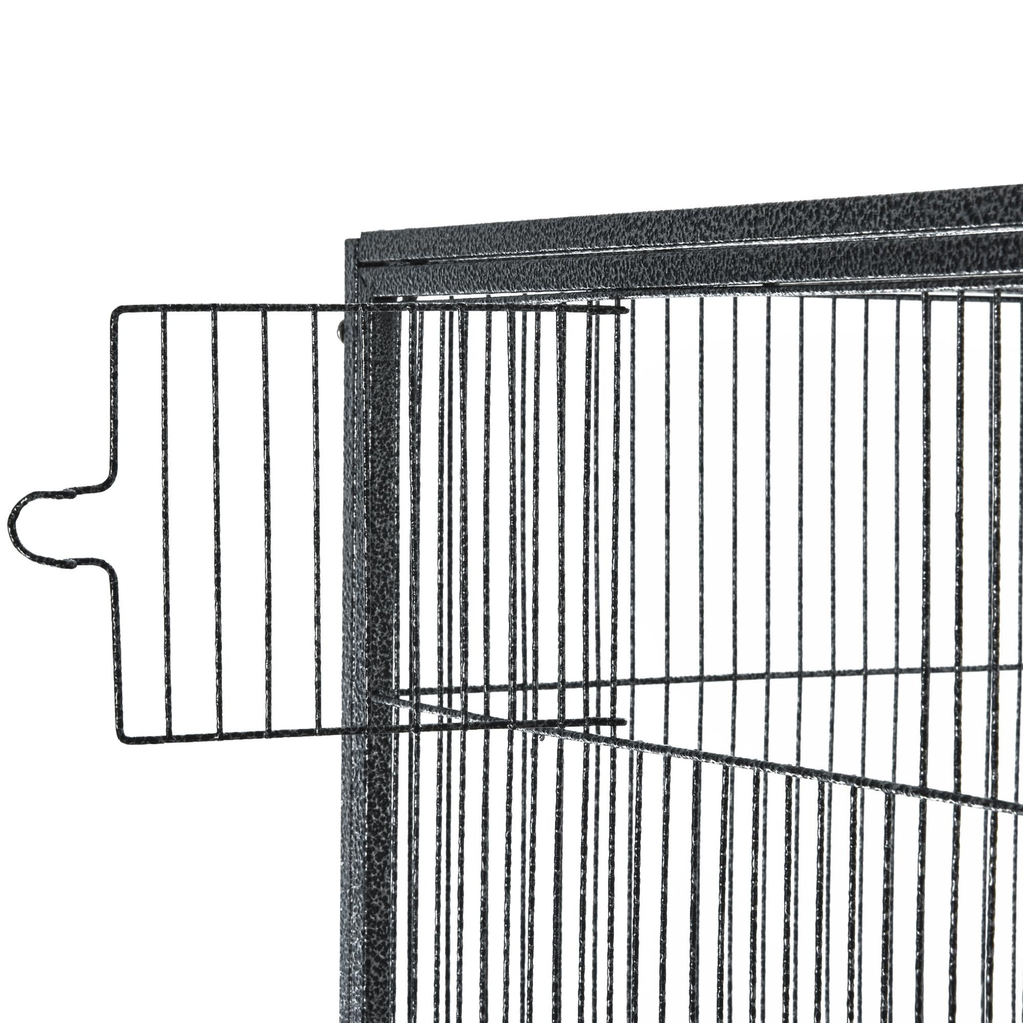 Voir la diapositive 5 : PAWHUT PawHut Cage à Oiseaux Portable avec 4 Mangeoires et 4 Perchoirs Pratique 81 x 48 x 163 cm Noir et Gris