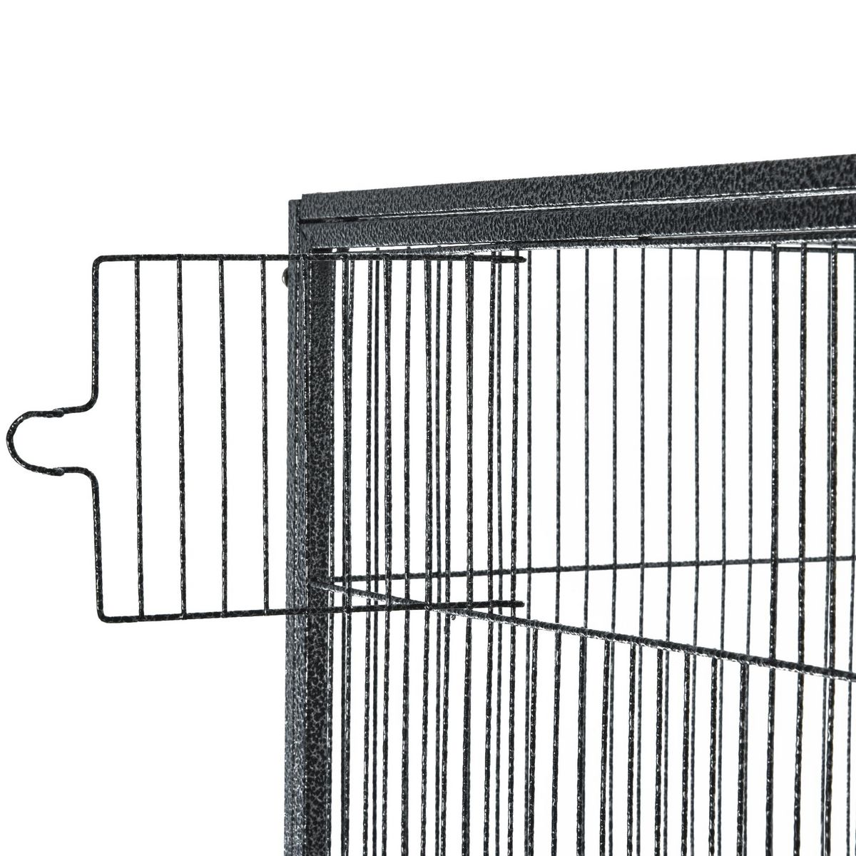 PAWHUT PawHut Cage à Oiseaux Portable avec 4 Mangeoires et 4 Perchoirs Pratique 81 x 48 x 163 cm Noir et Gris