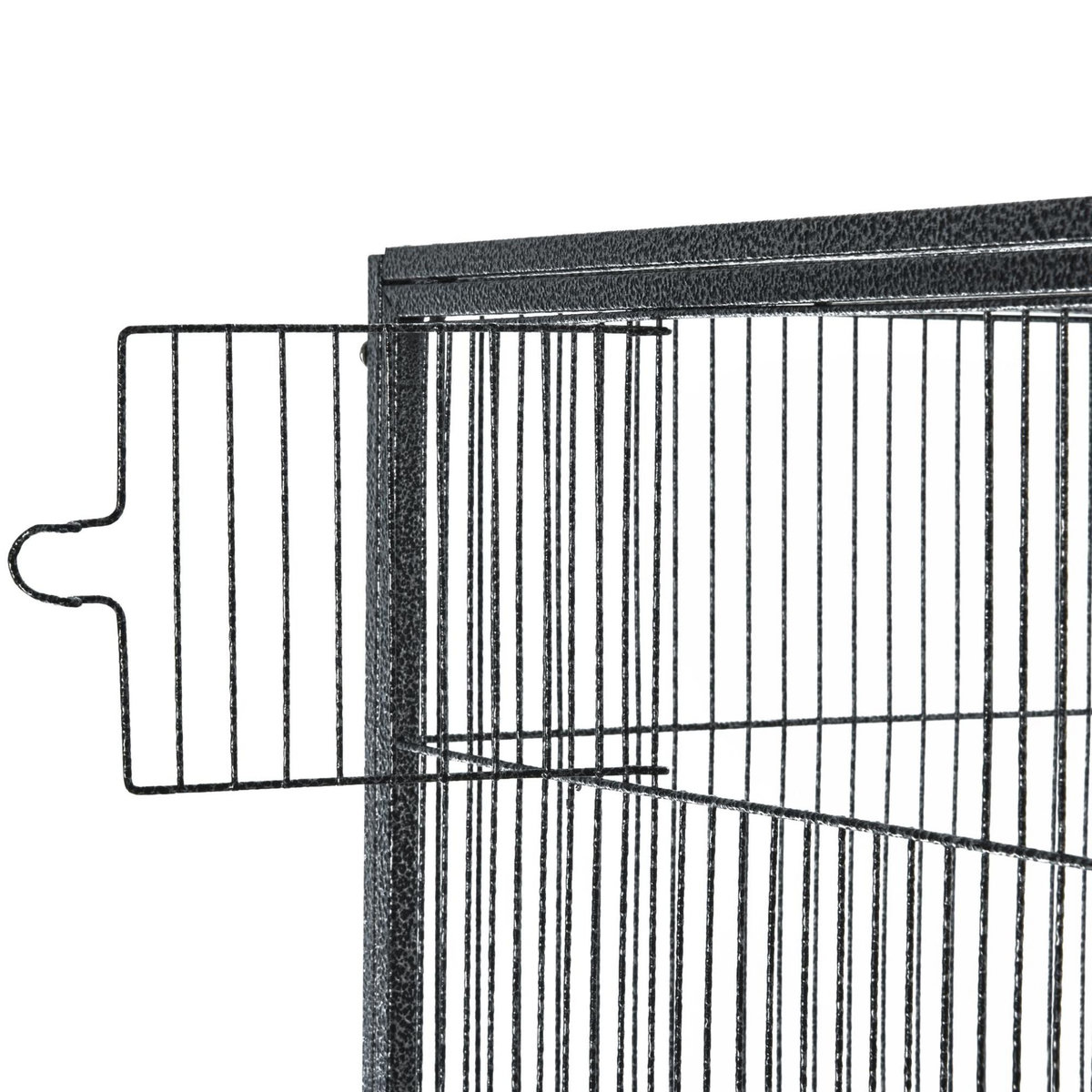 PAWHUT PawHut Cage à Oiseaux Portable avec 4 Mangeoires et 4 Perchoirs Pratique 81 x 48 x 163 cm Noir et Gris