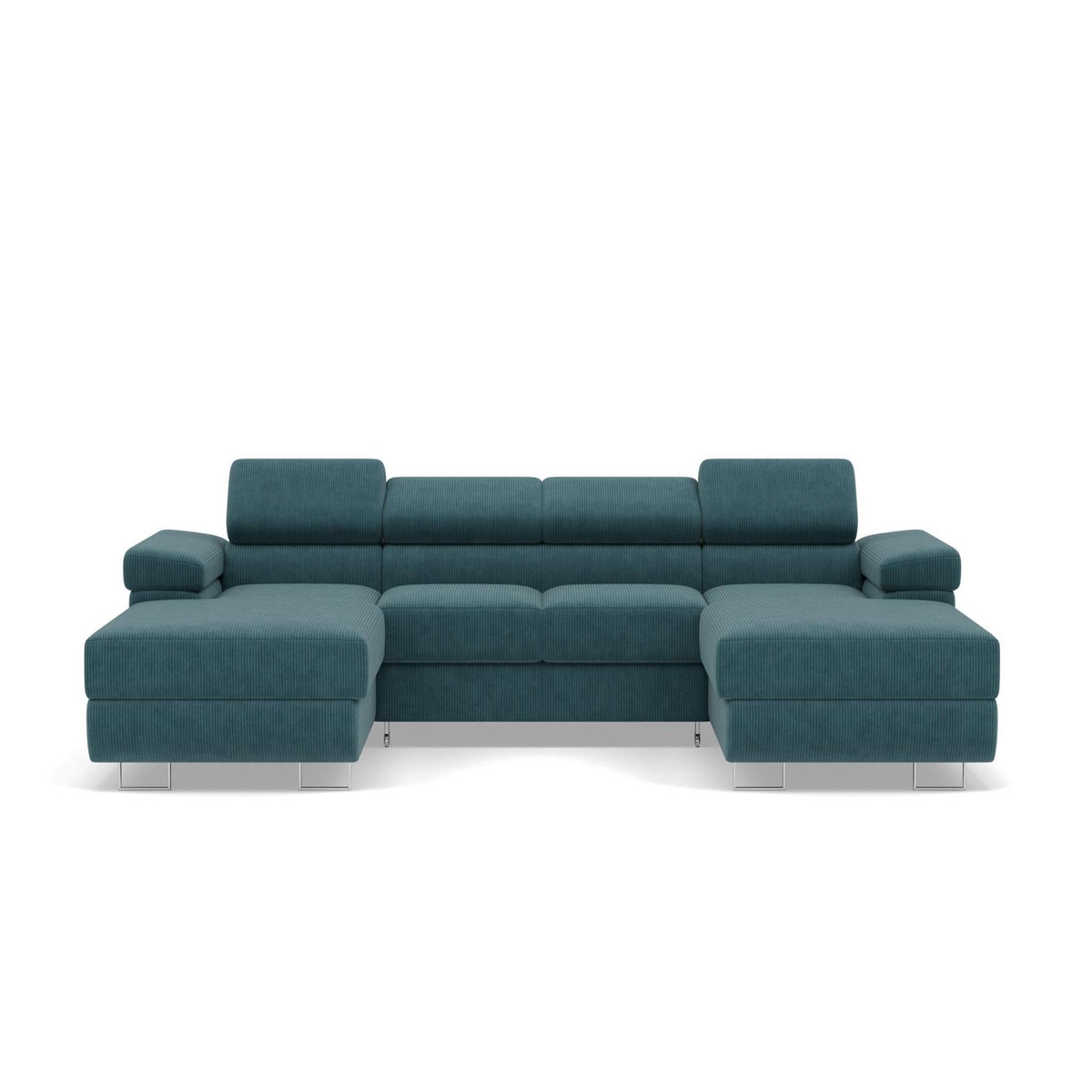 BEST MOBILIER Pablo - canapé panoramique en u - 7 places - convertible avec coffres et têtières réglables - en velours côtelé