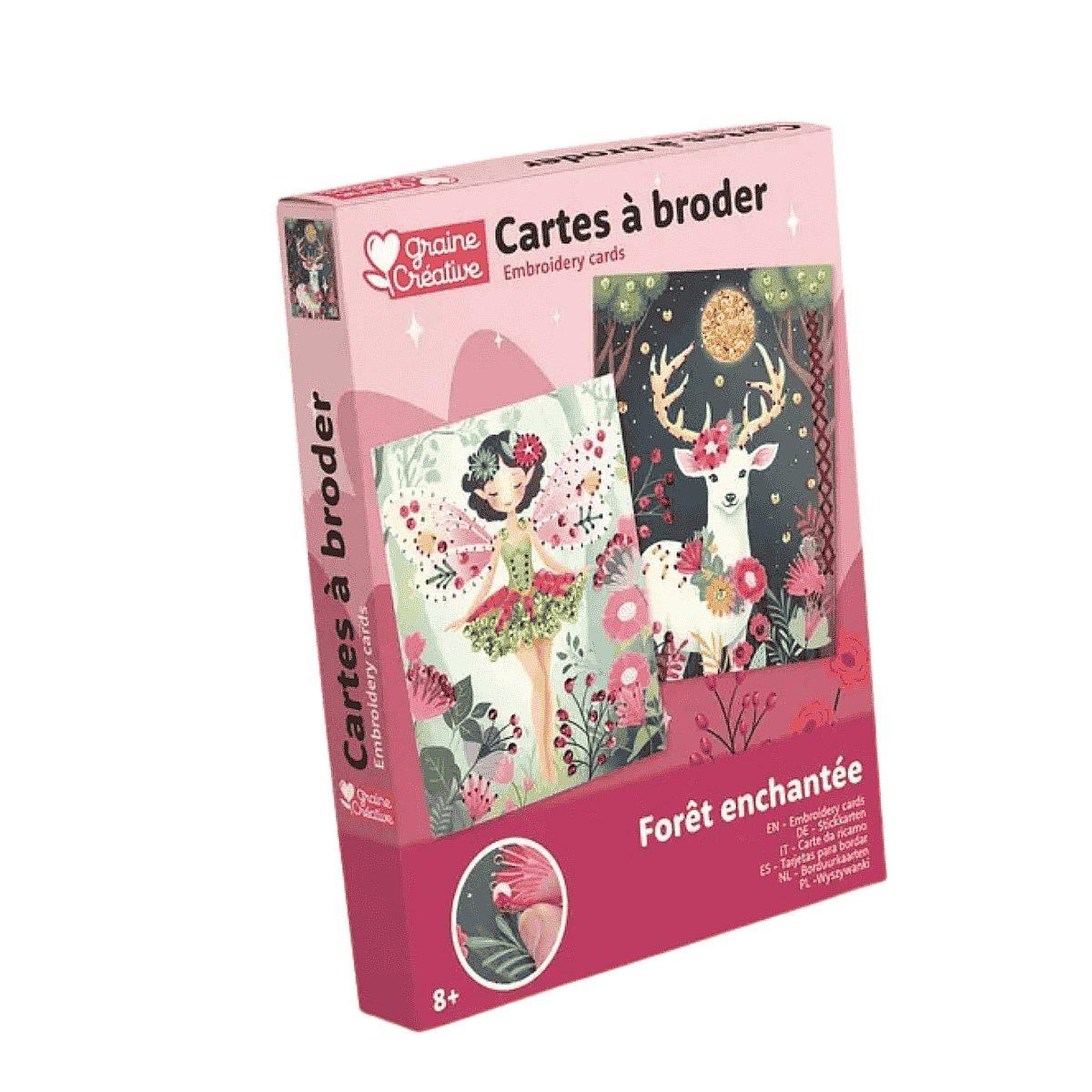 GRAINE CRÉATIVE Cartes a broder - foret enchantee