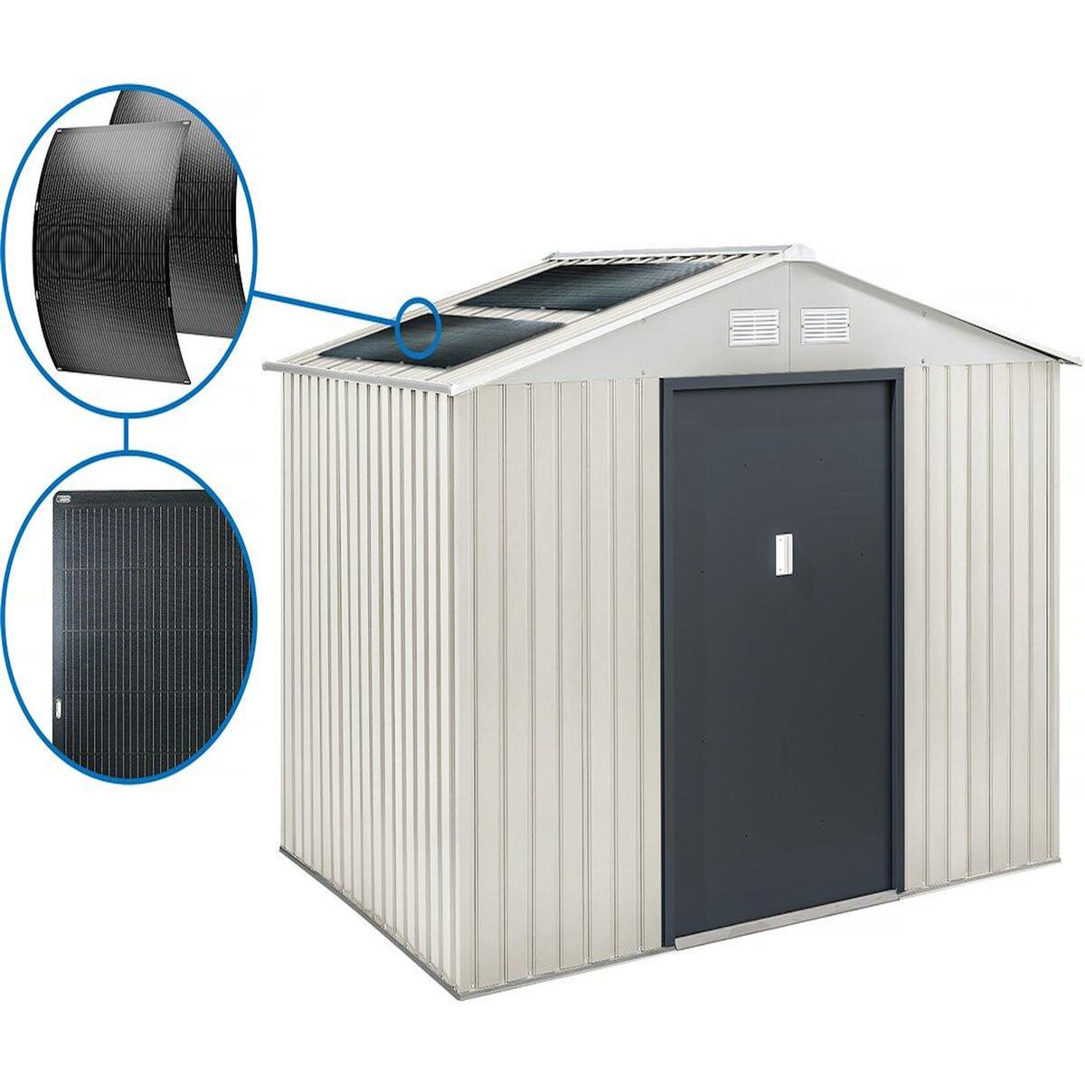 Habitat et Jardin Abri de jardin métal  Nebraska  - 5,29m² avec panneaux solaires