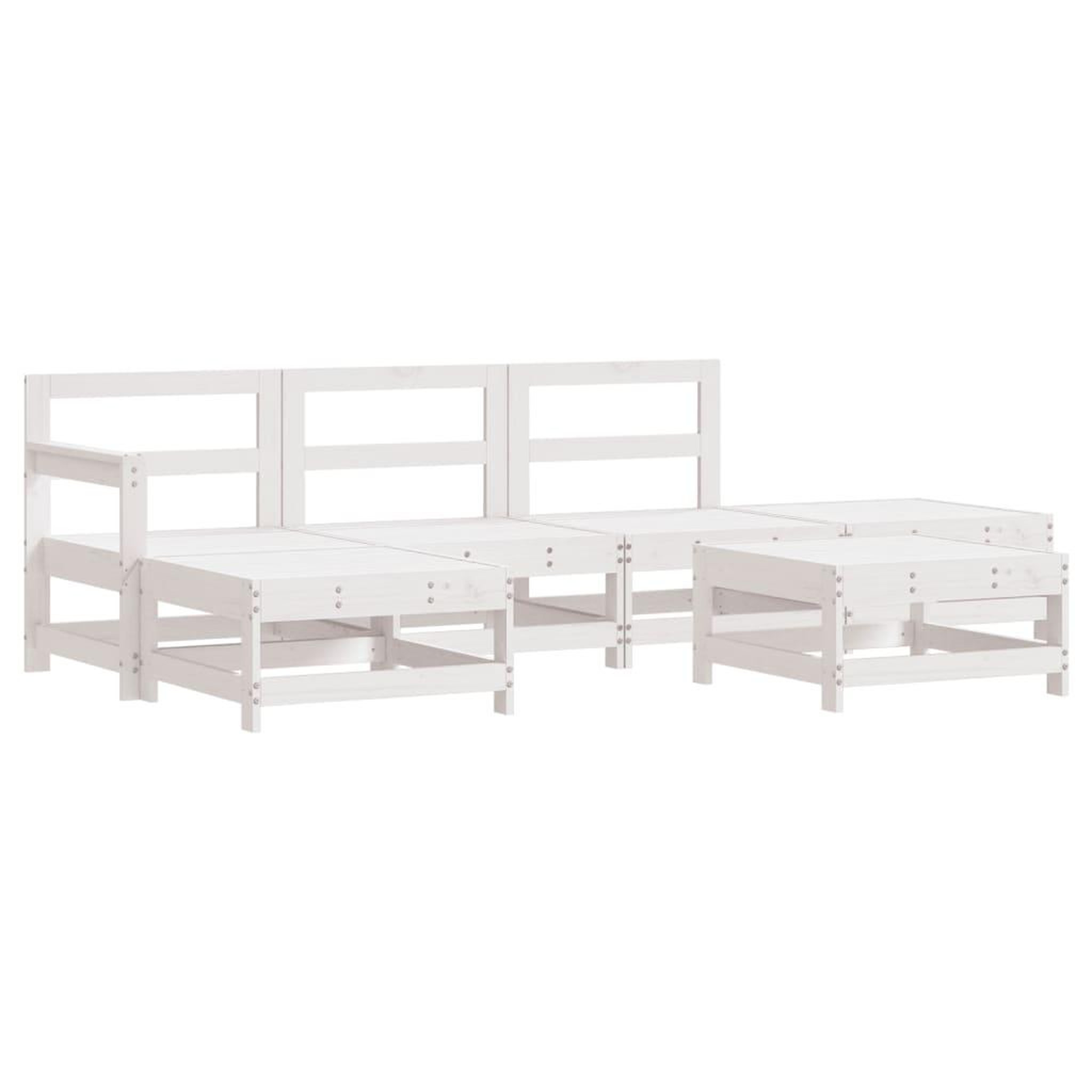 Voir la diapositive 2 : VIDAXL Salon de jardin 6 pcs Blanc Bois de pin massif