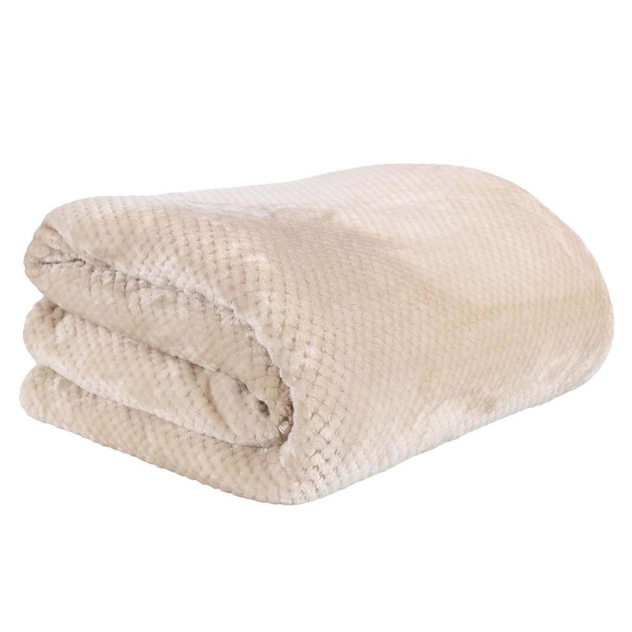 The Home Deco Factory Plaid  nid d'abeille sherpa  180x220cm beige