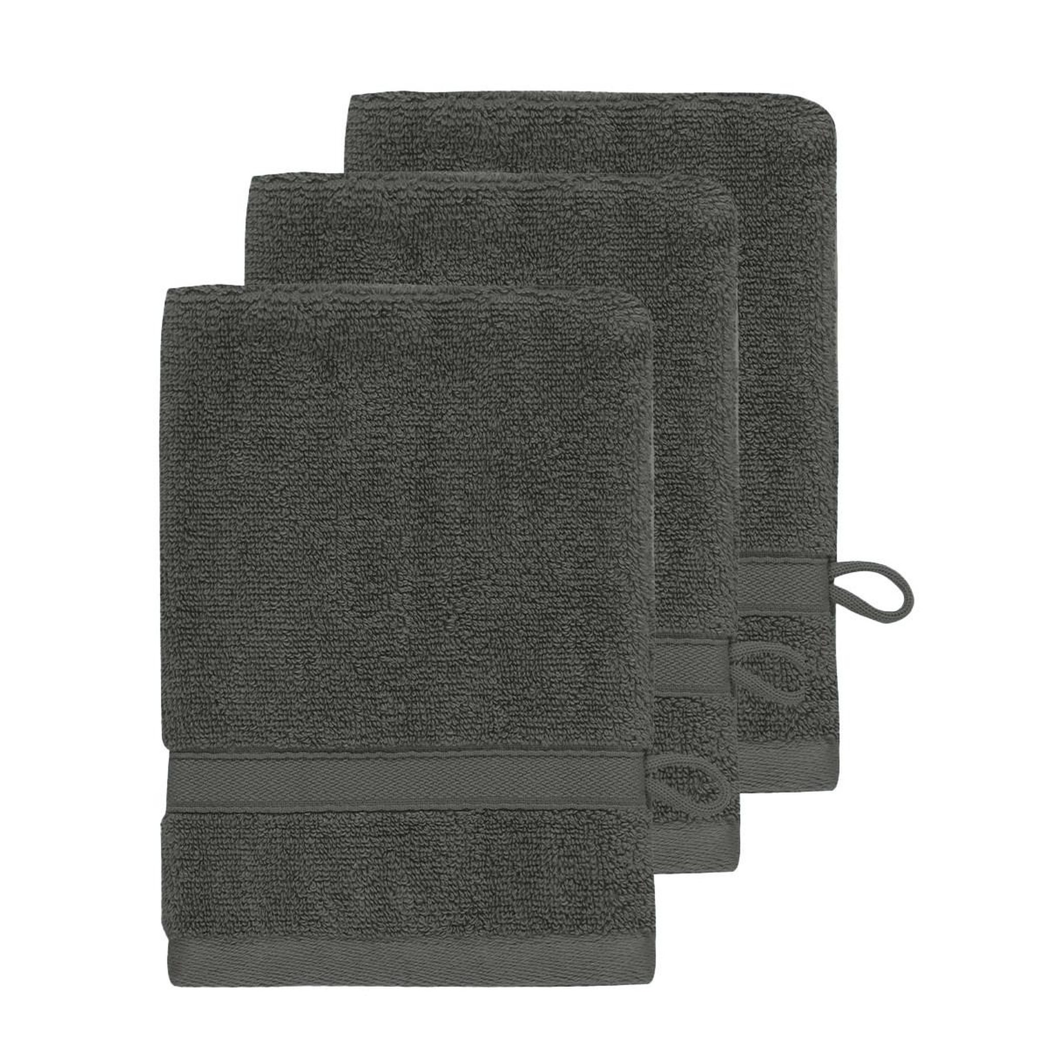 Sensei Maison Lot de 3 gants de toilette 600 g/m² SENSILK - 16x22 cm. Coloris disponibles : Marron, Rose, Beige, Gris, Blanc, Rouge, Vert