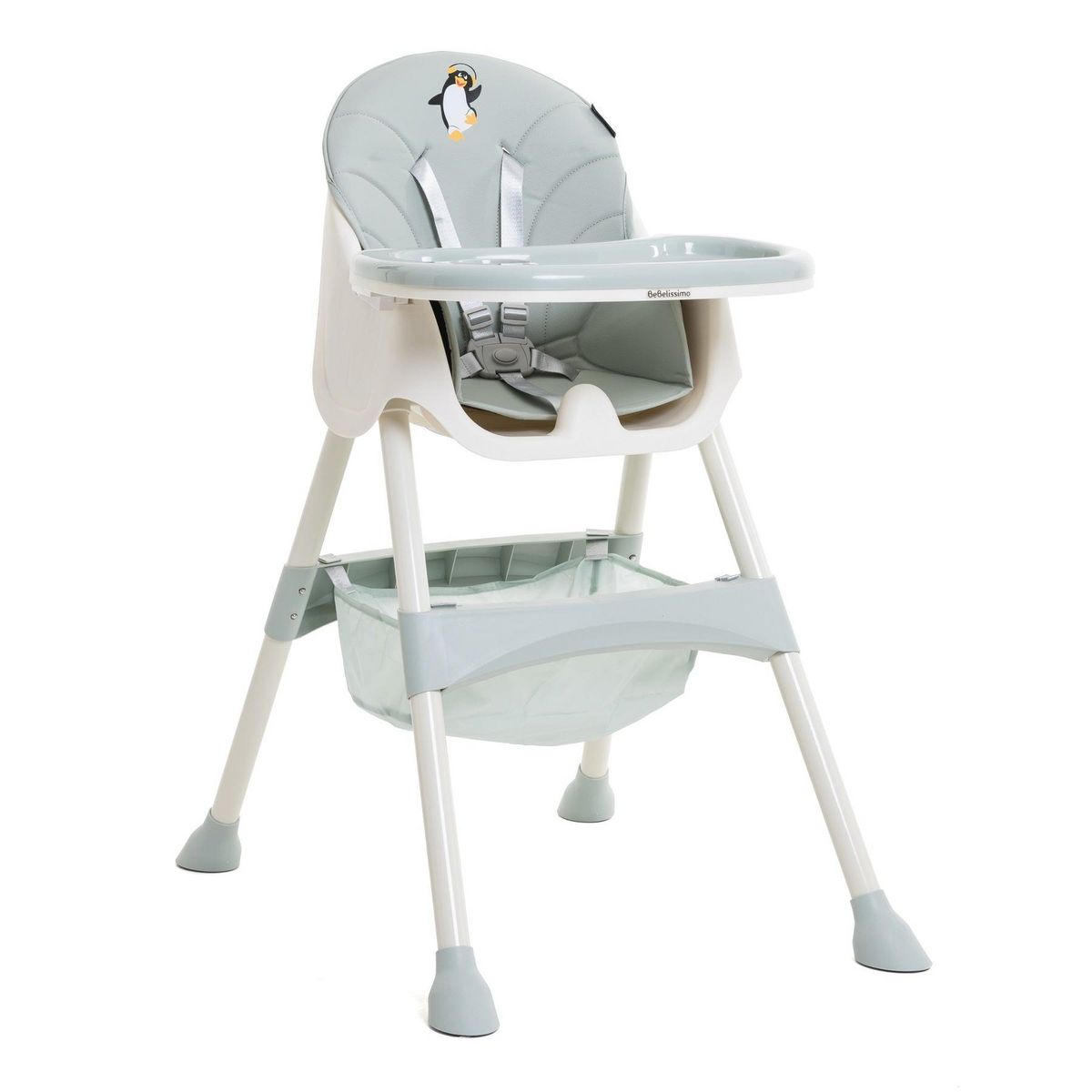 BEBELISSIMO BEBELISSIMO - Chaise Haute Bébé Evolutive -dès 6 mois jusqu'à 20kg -Disco Pinguin - hauteur réglable - vert