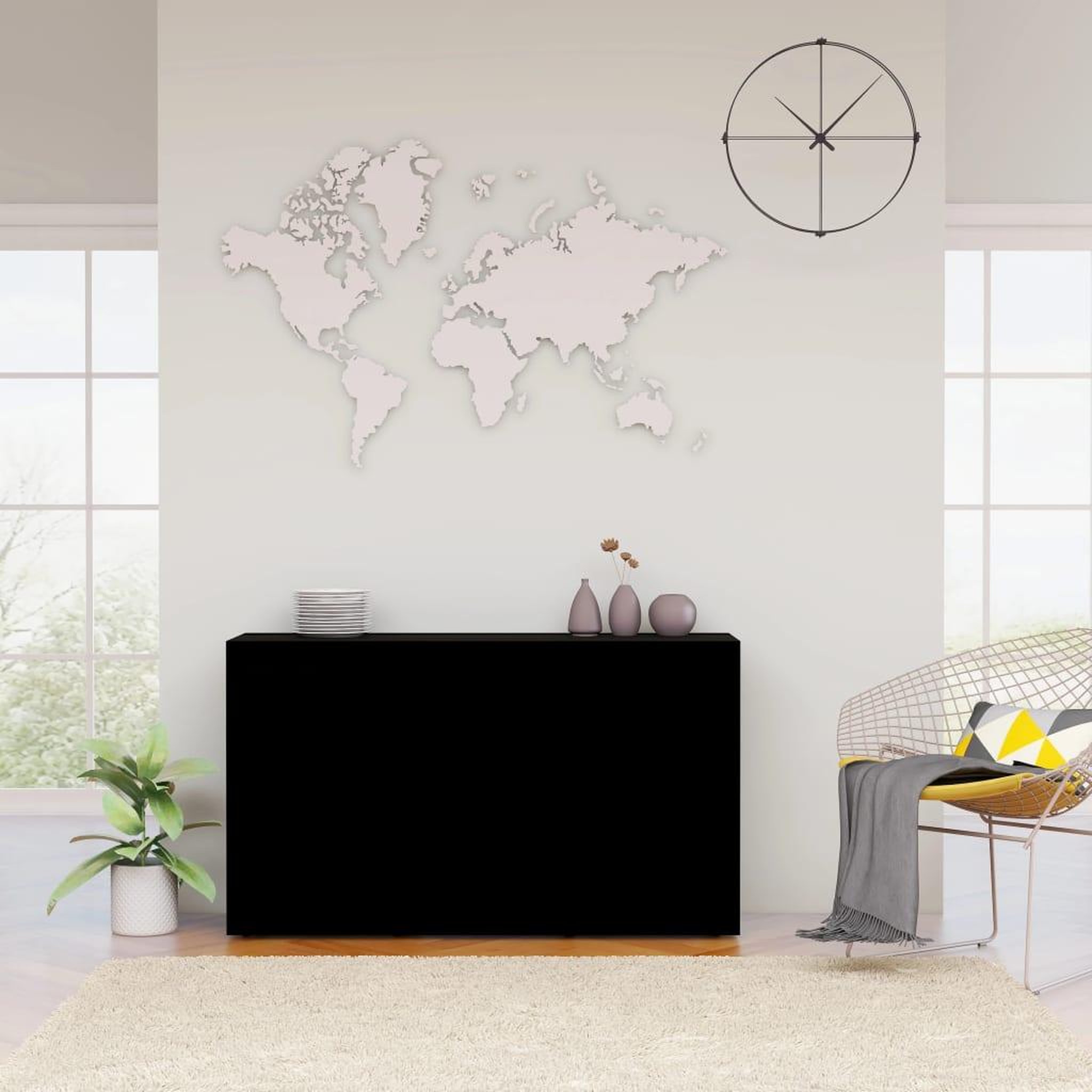 Voir la diapositive 1 : VIDAXL Buffet Noir 120x36x69 cm Bois d'ingenierie