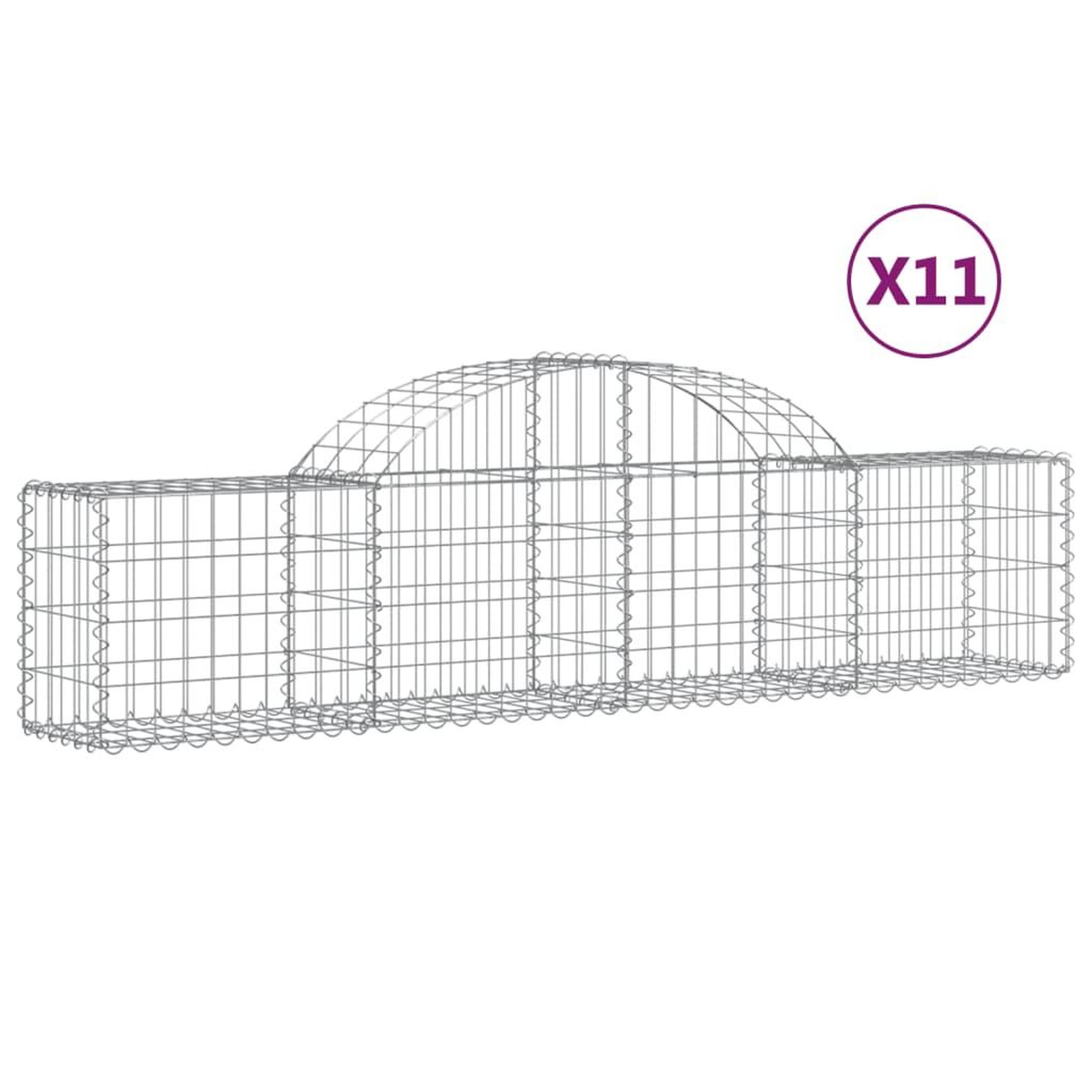 Voir la diapositive 2 : VIDAXL Paniers a gabions arques 11 pcs 200x30x40/60 cm Fer galvanise