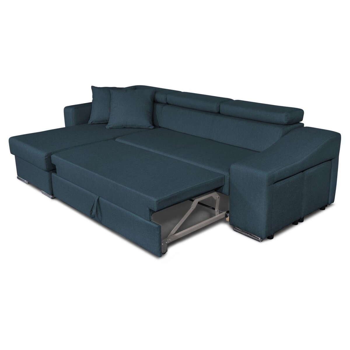 Canapé d'angle convertible réversible 5 places avec niche de rangement fixe à droite tissu STYL 