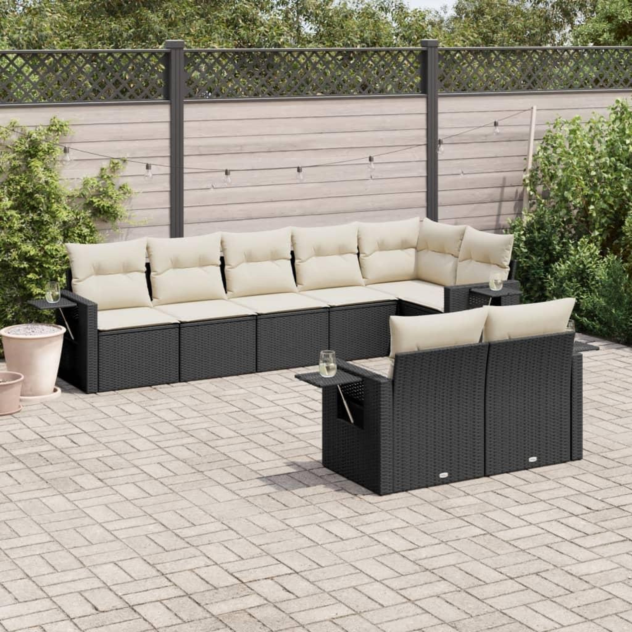 VIDAXL Salon de jardin 8 pcs avec coussins noir resine tressee