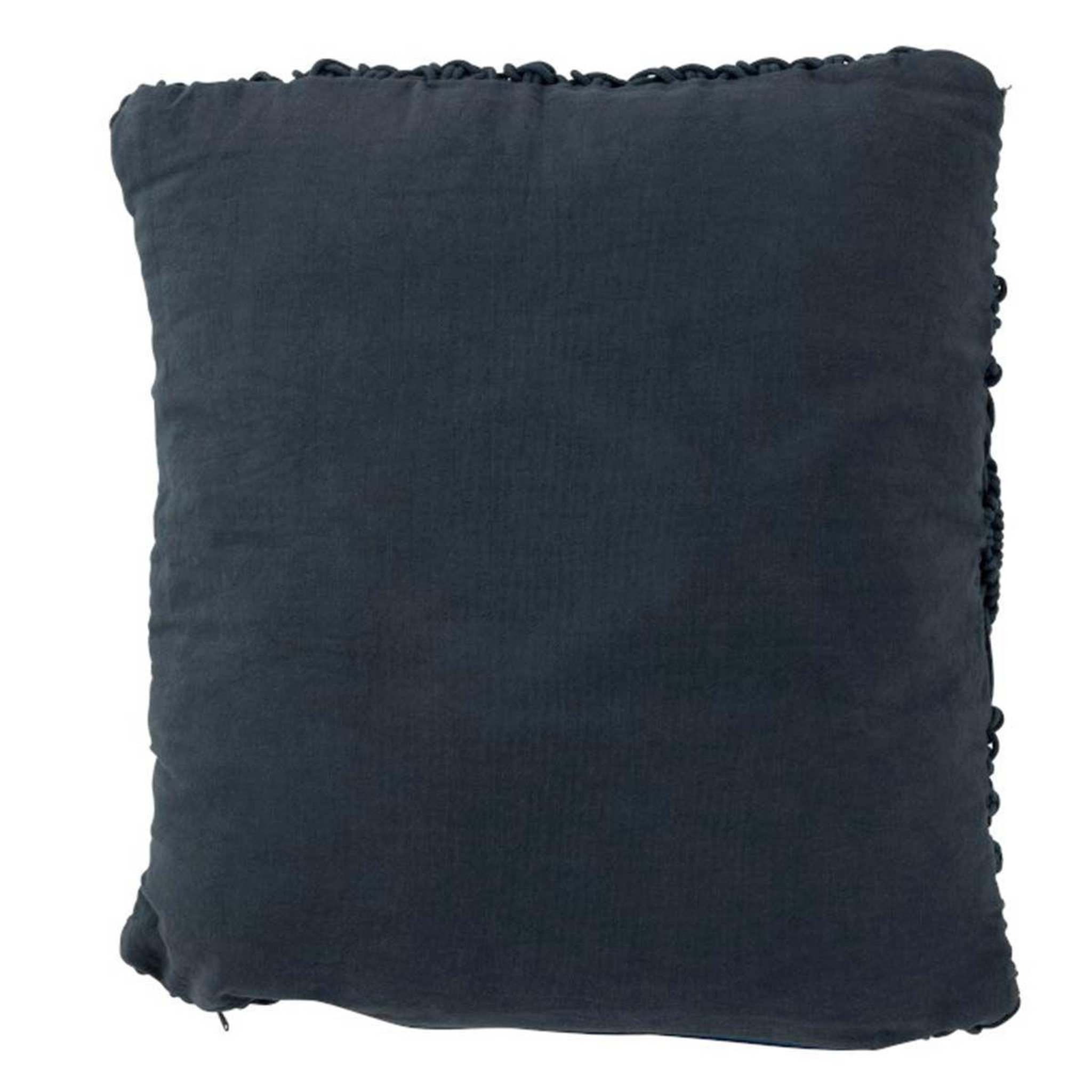 Voir la diapositive 2 : J-LINE Coussin carré déco  macramé  45x45cm bleu