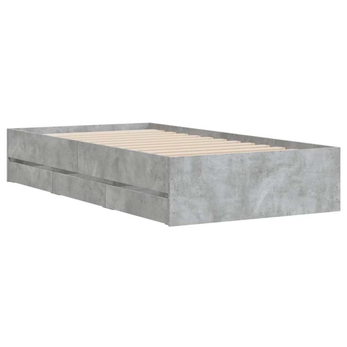 VIDAXL Cadre de lit avec tiroirs sans matelas gris beton 90x200 cm
