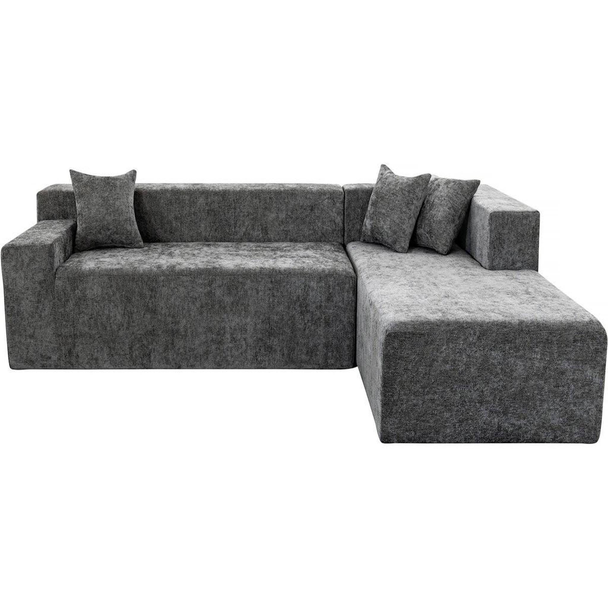 Habitat et Jardin Canapé d'angle en tissu texturé  tessaro  - 4 places - gris