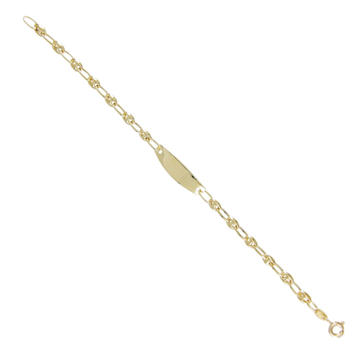 L'ATELIER D'AZUR Bracelet Enfant Or Jaune - Gourmette - Maille Grain de Café - Gravure Offerte