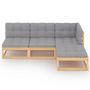 Voir la diapositive 3 : VIDAXL Salon de jardin 4 pcs avec coussins Bois de pin massif