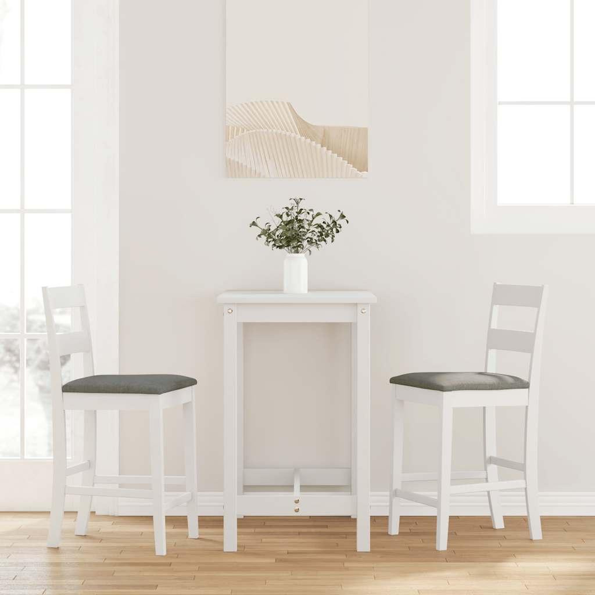 VIDAXL Tabourets de bar avec coussins 2 pcs blanc bois massif d'hevea