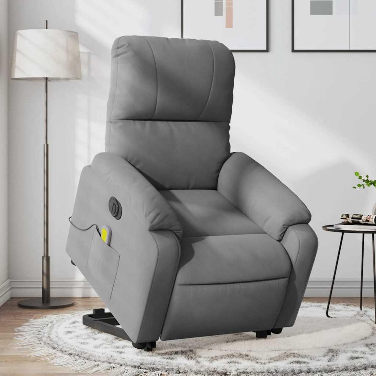 VIDAXL Fauteuil inclinable de massage electrique gris fonce