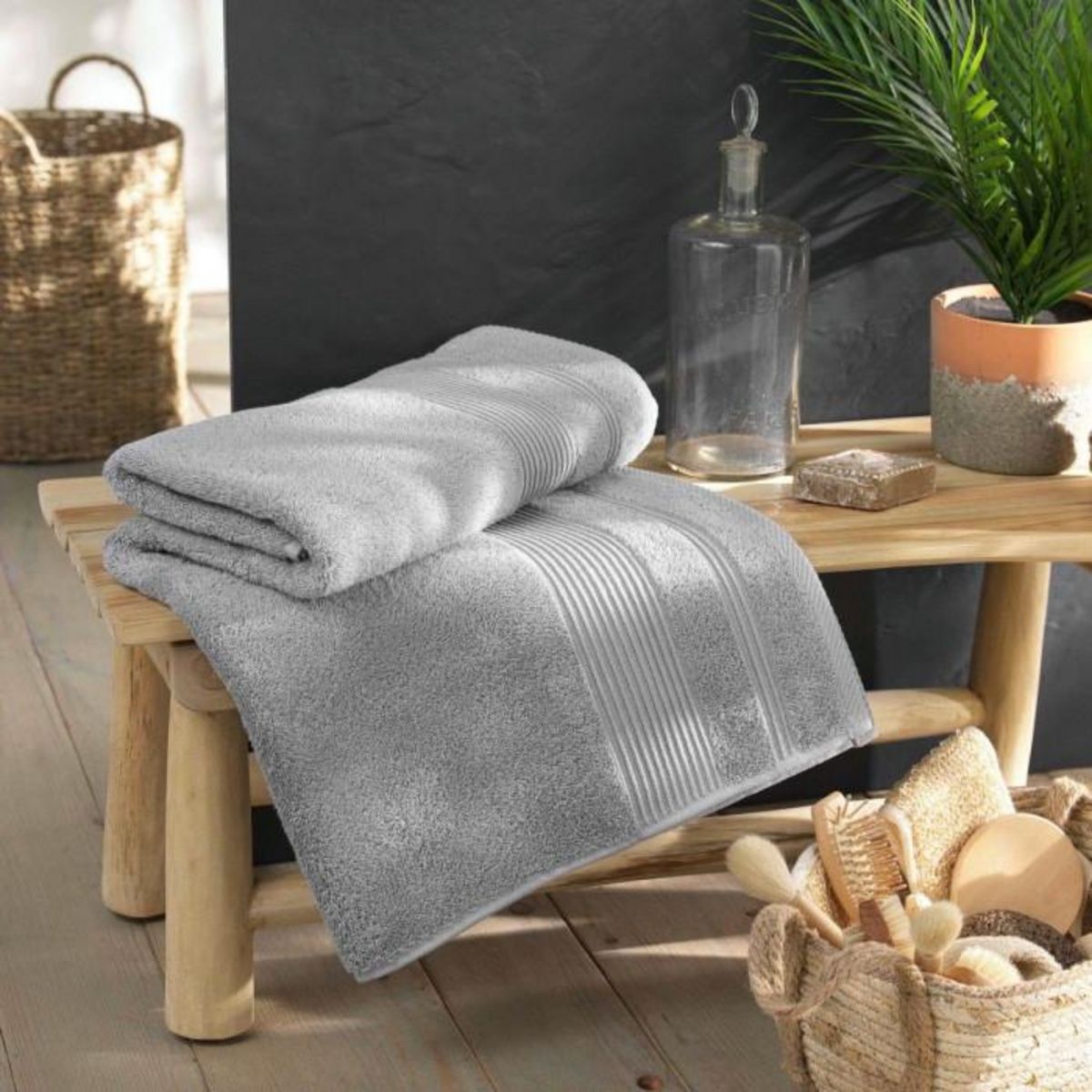 Paris Prix Drap de Bain  Tendresse  90x150cm Gris Perle