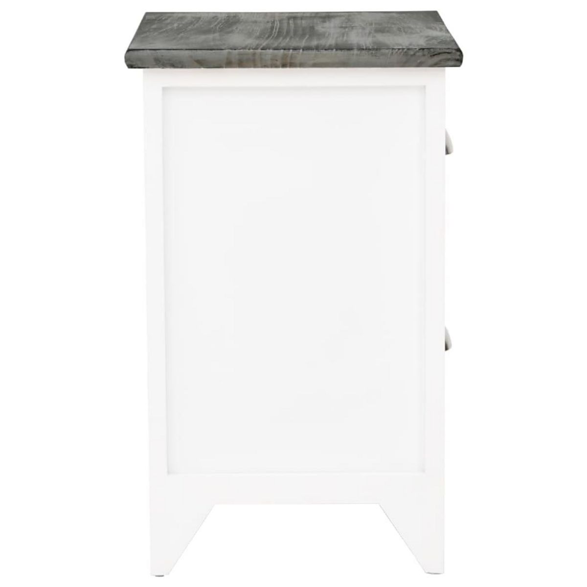 VIDAXL Table de chevet Gris et blanc 38x28x45 cm Bois de Paulownia