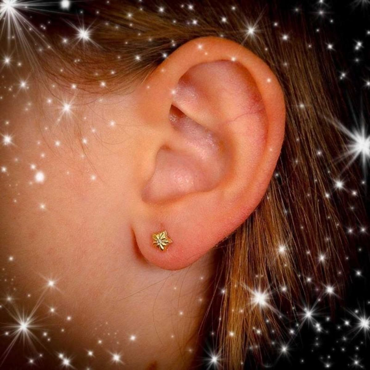 L'ATELIER D'AZUR Boucles d'Oreilles Or 18 Carats 750/000 Jaune Motif Etoile - Fille