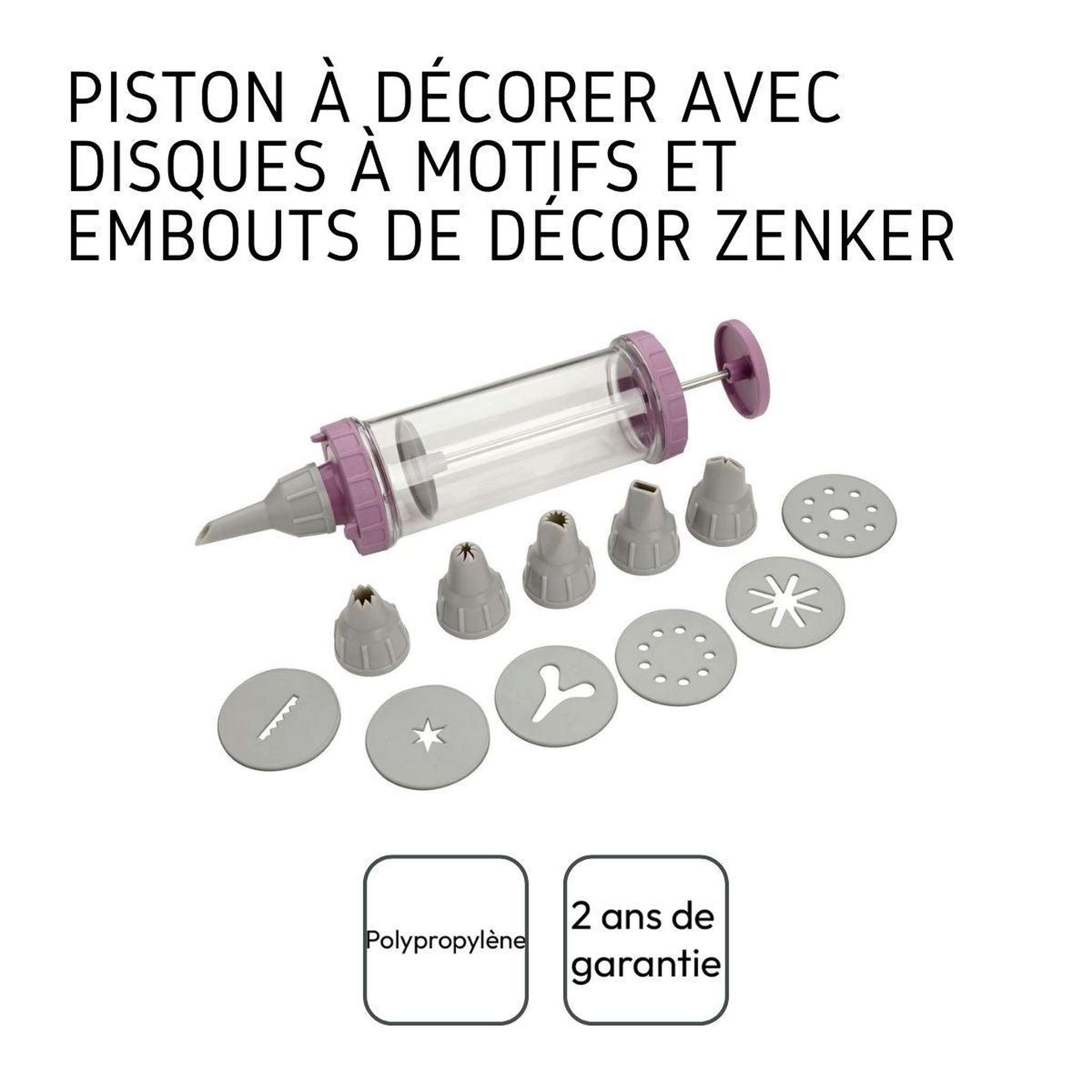Voir la diapositive 4 : ZENKER Seringue de pâtisserie et 6 embouts et 6 disques à motifs zenker sweet sensation