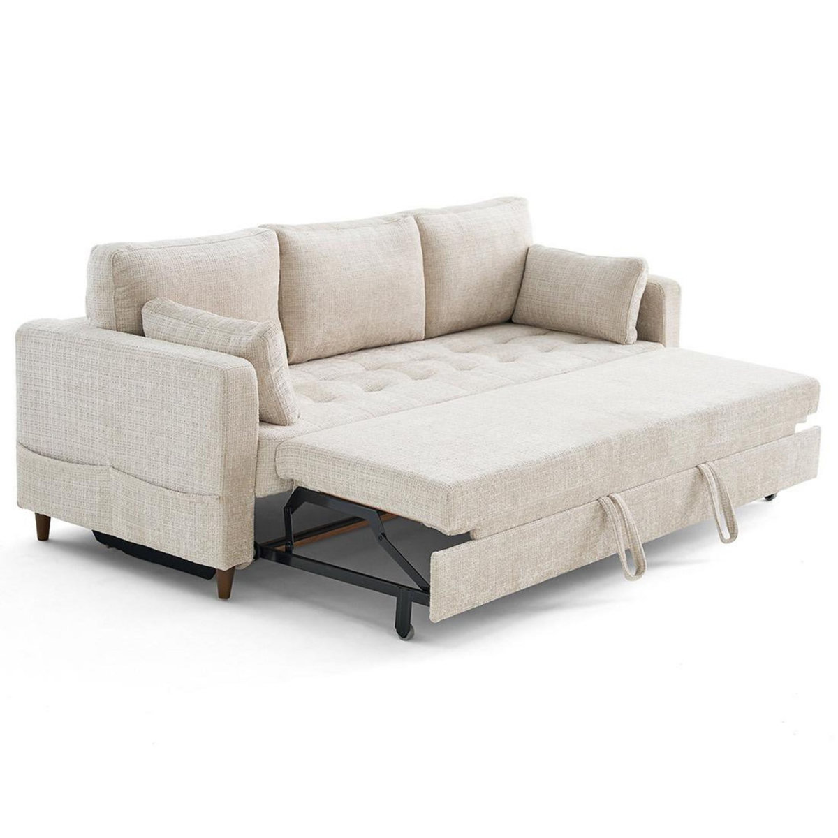 LISA DESIGN Anna - canapé droit 3 places convertible avec poche en velours texturé