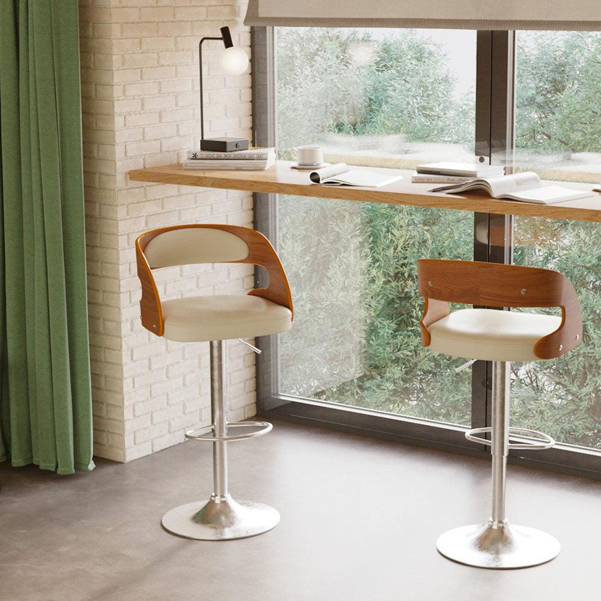 Rendez vous déco Chaise de bar réglable 62/84 cm en cuir synthétique noir - Louis