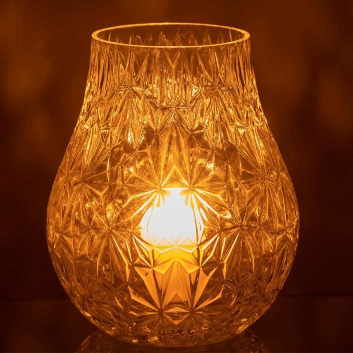 Paris Prix Vase Design en Verre  Diamant  22cm Transparent