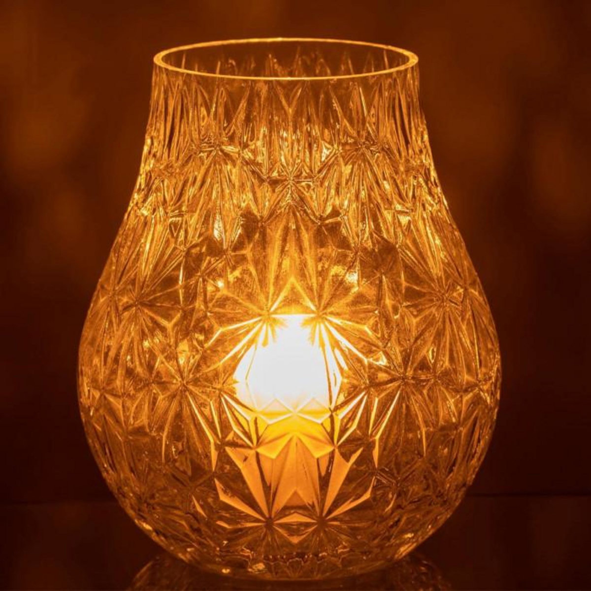 Paris Prix Vase Design en Verre  Diamant  22cm Transparent