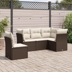 VIDAXL Salon de jardin avec coussins 5 pcs marron resine tressee