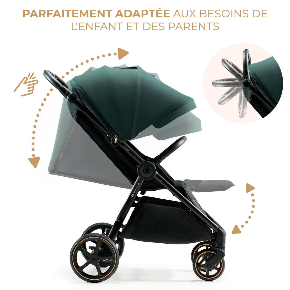 KINDERKRAFT Poussette compacte avec suspension et protection UPF50+ pour bébé