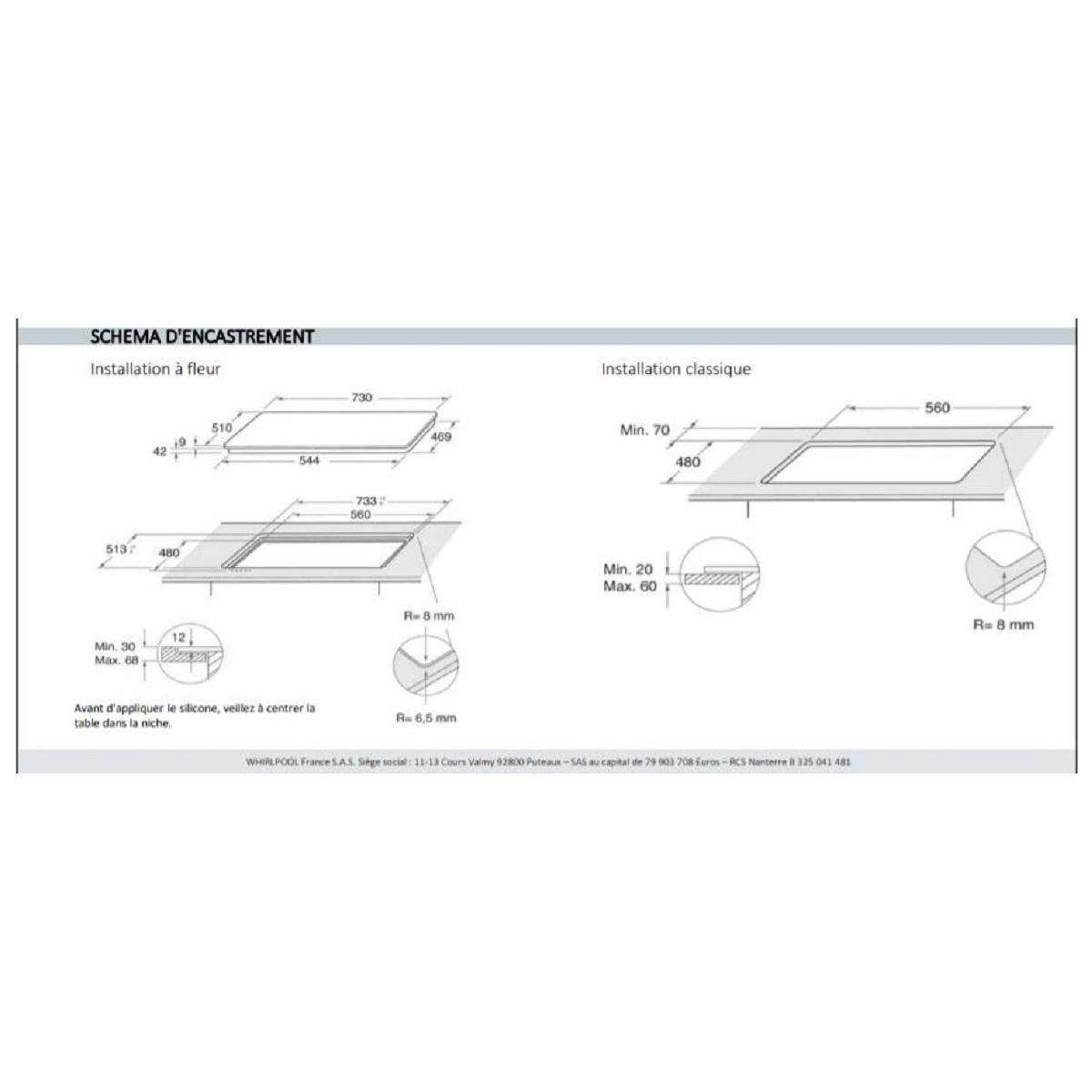 Whirlpool Plaque gaz GOWL758NBFR 75cm