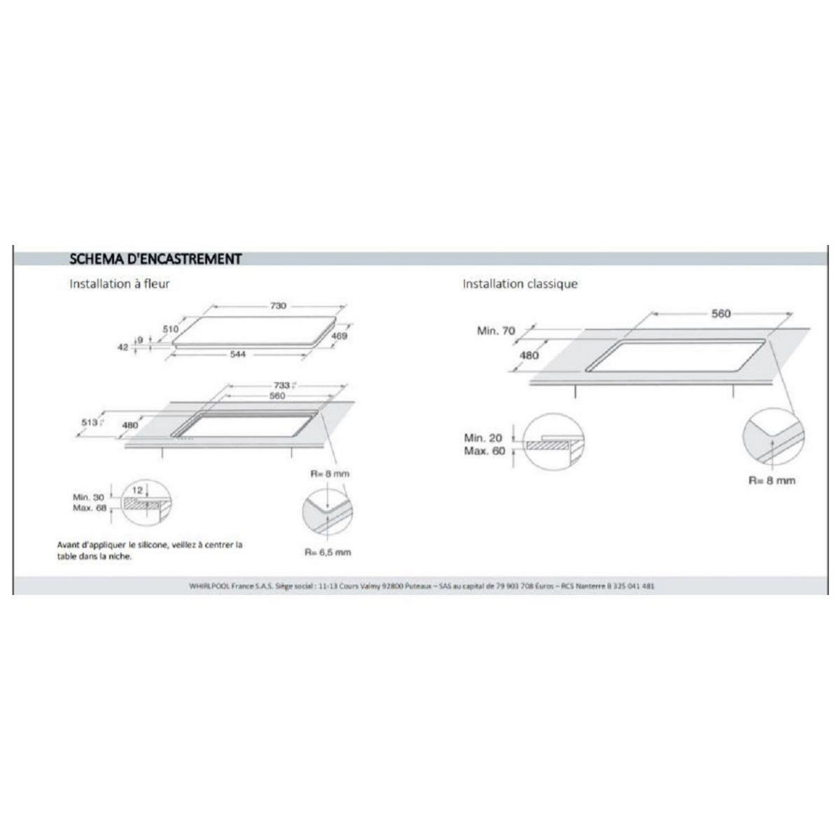 Whirlpool Plaque gaz GOWL758NBFR 75cm