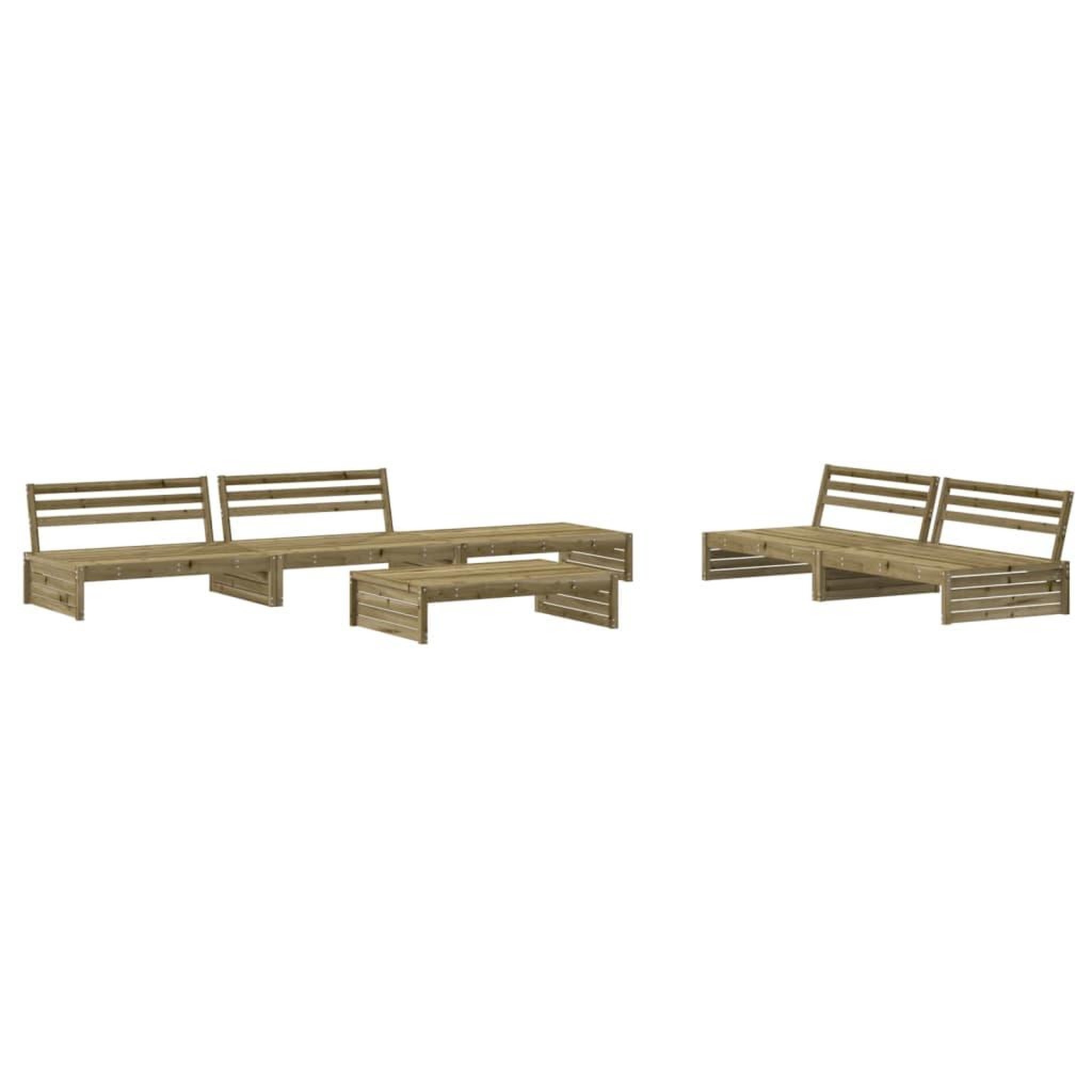 Voir la diapositive 3 : VIDAXL Salon de jardin 6 pcs avec coussins bois de pin impregne
