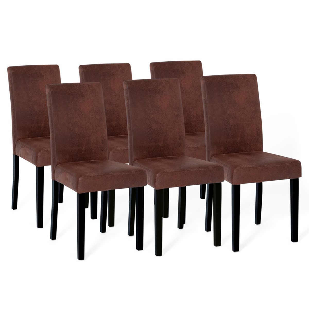 ID MARKET Lot de 6 chaises HANNAH marron vintage pour salle à manger