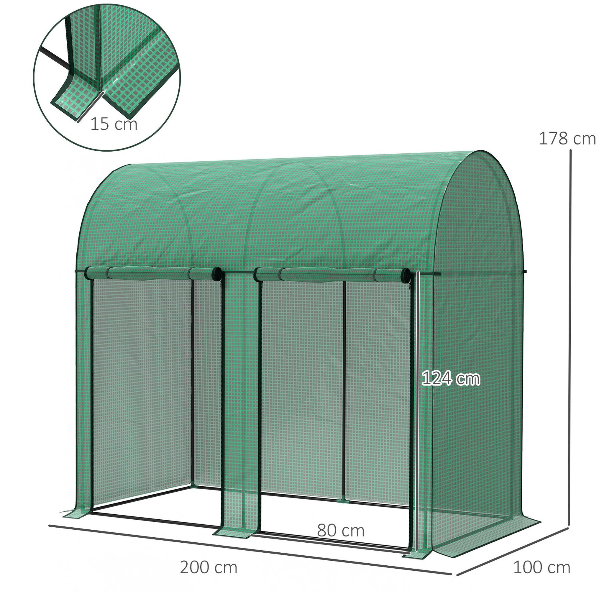 Voir la diapositive 3 : OUTSUNNY Serre de jardin 2 m² serre à tomates 2 portes acier pe vert