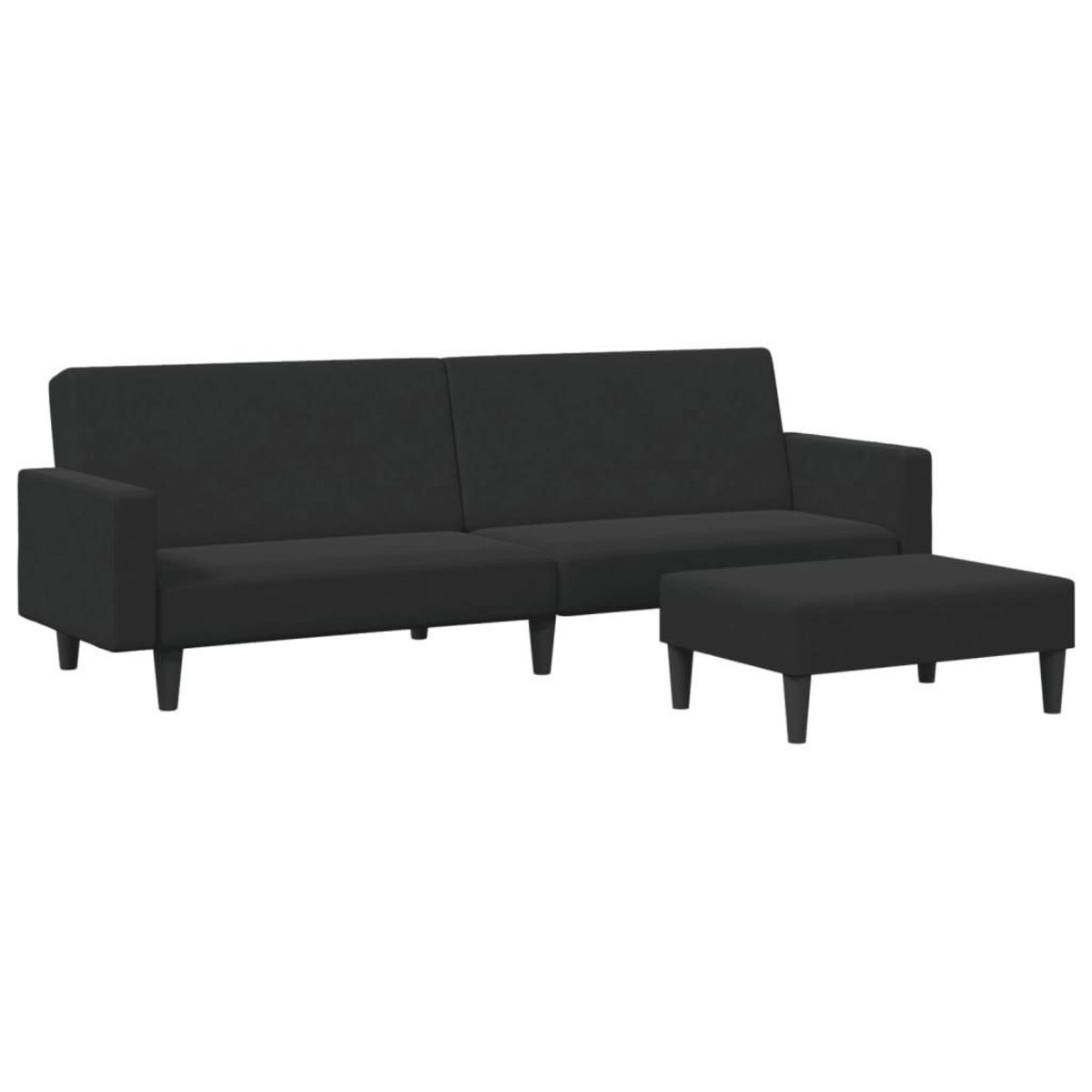 VIDAXL Canape-lit a 2 places avec repose-pied noir velours
