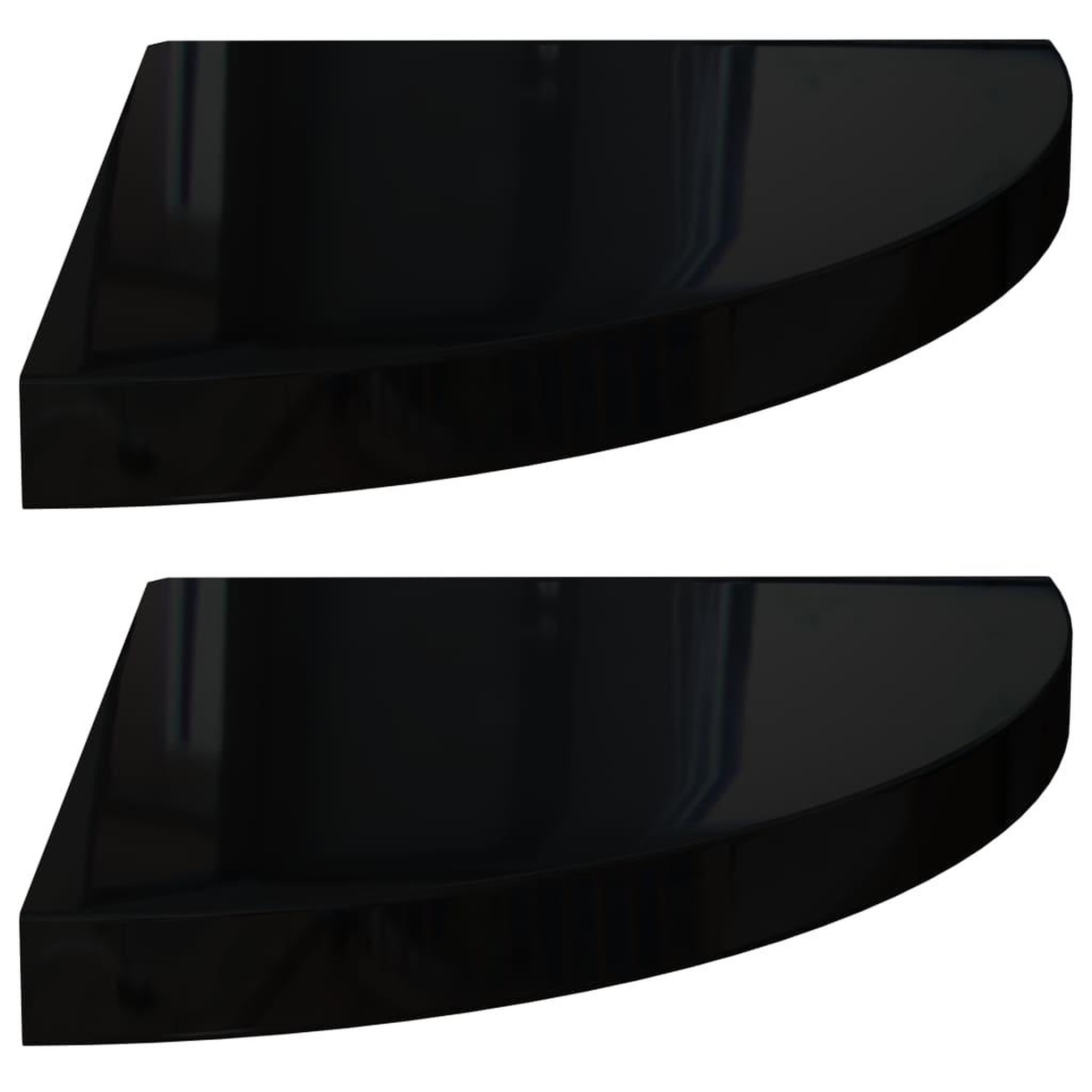 Voir la diapositive 2 : VIDAXL Etageres d'angle flottantes 2pcs noir brillant 35x35x3,8 cm MDF