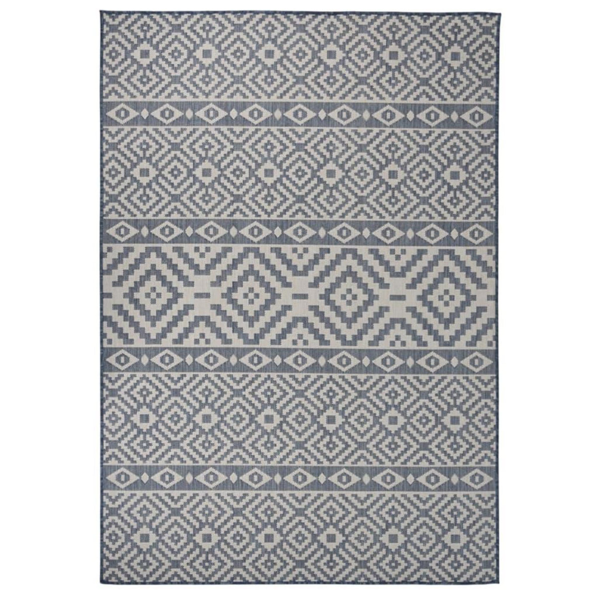 VIDAXL Tapis a tissage plat d'exterieur 160x230 cm Rayures bleues