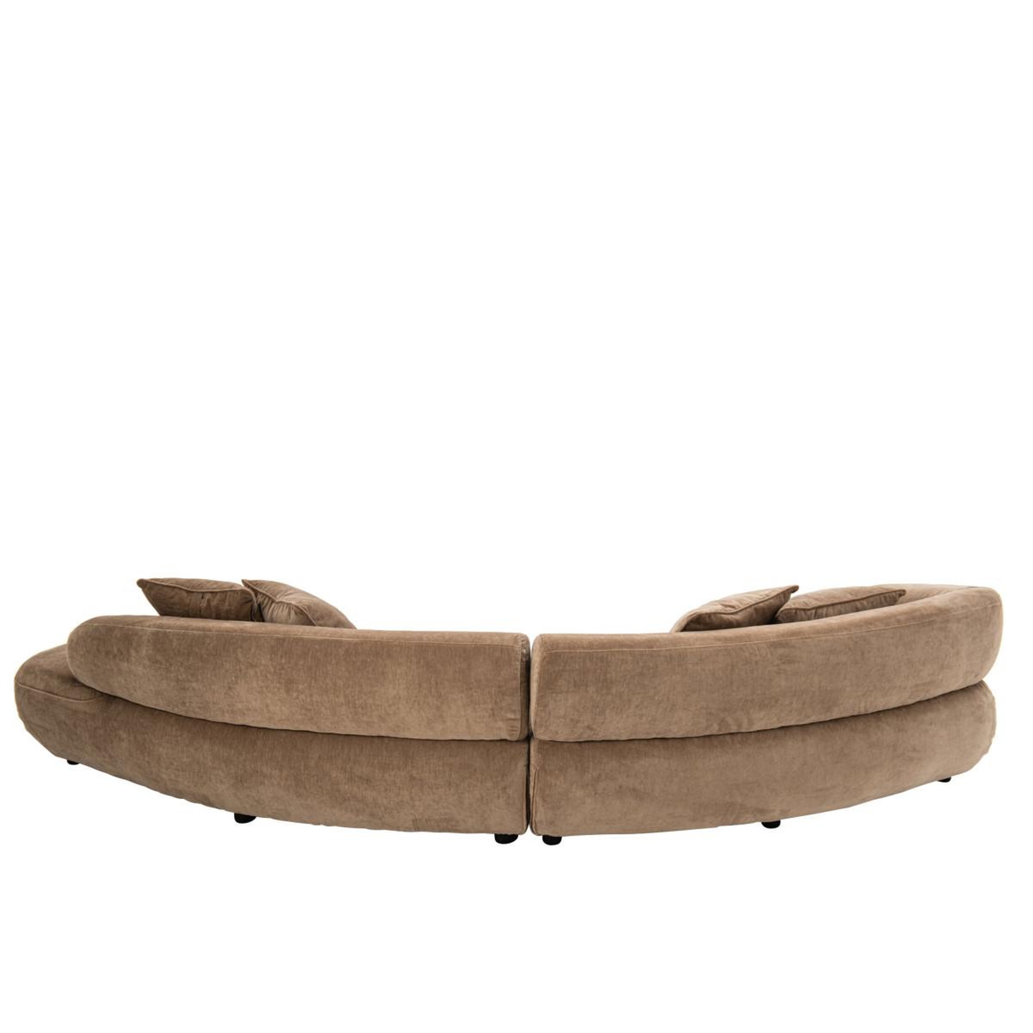 Voir la diapositive 2 : J-LINE Canapé 4 places arrondi  macaron  320cm taupe
