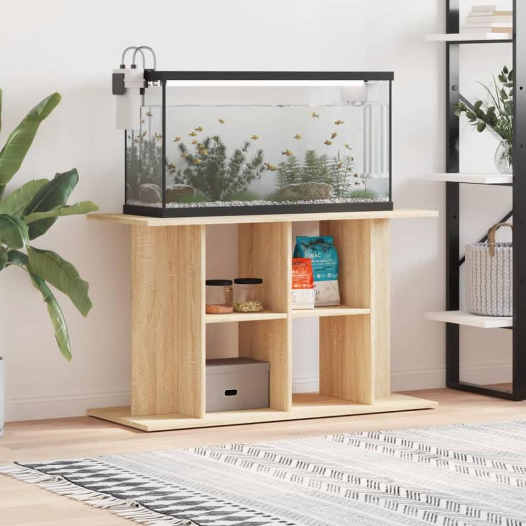 Voir la diapositive 1 : VIDAXL Support d aquarium chêne sonoma 100x40x60cm bois d ingénierie