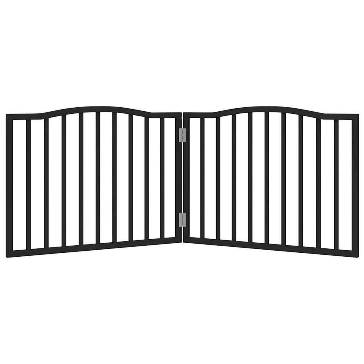 VIDAXL Barriere pour chien pliable 2 panneaux noir bois de peuplier