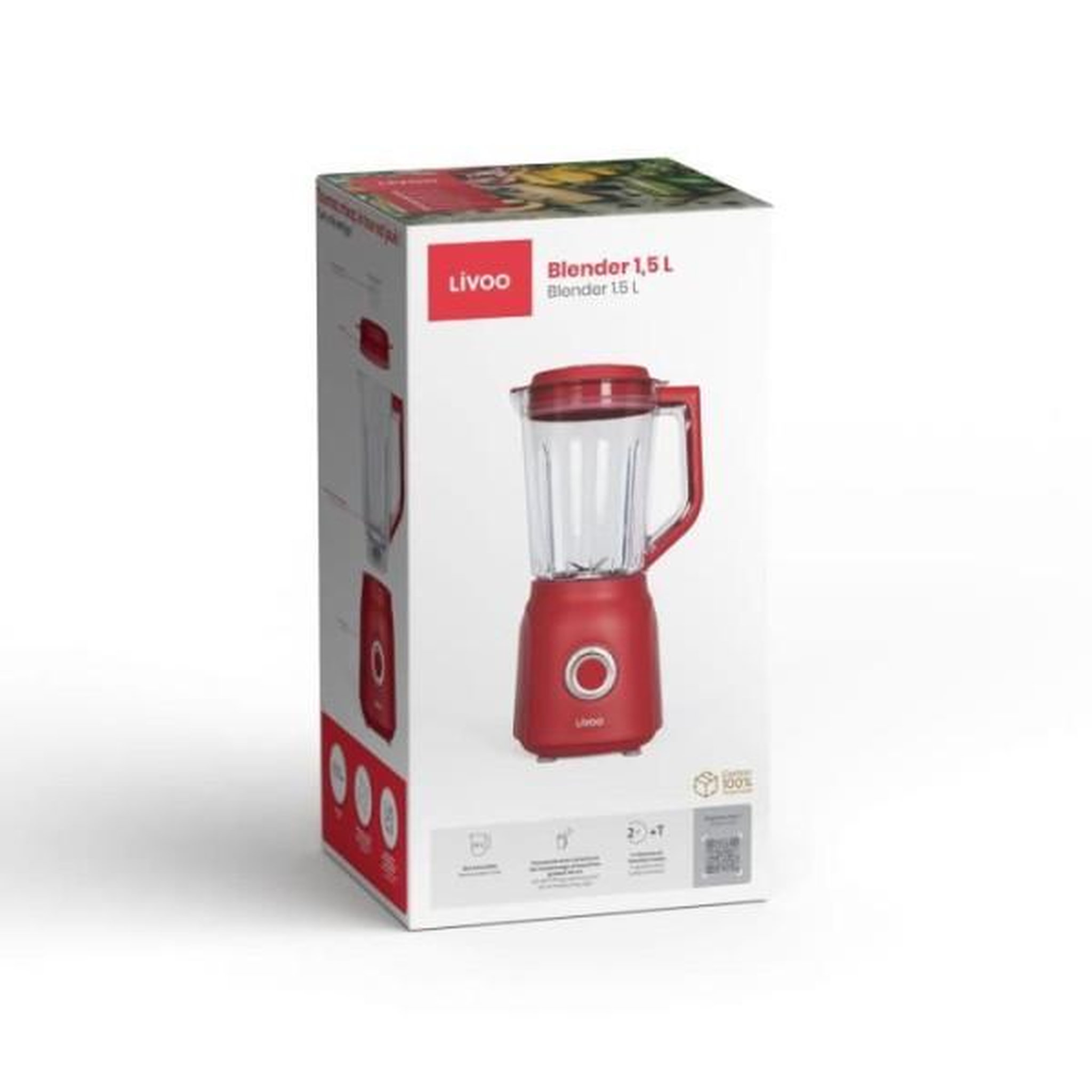 Voir la diapositive 5 : LIVOO Blender 1.5l 600w inox rouge - dop242r