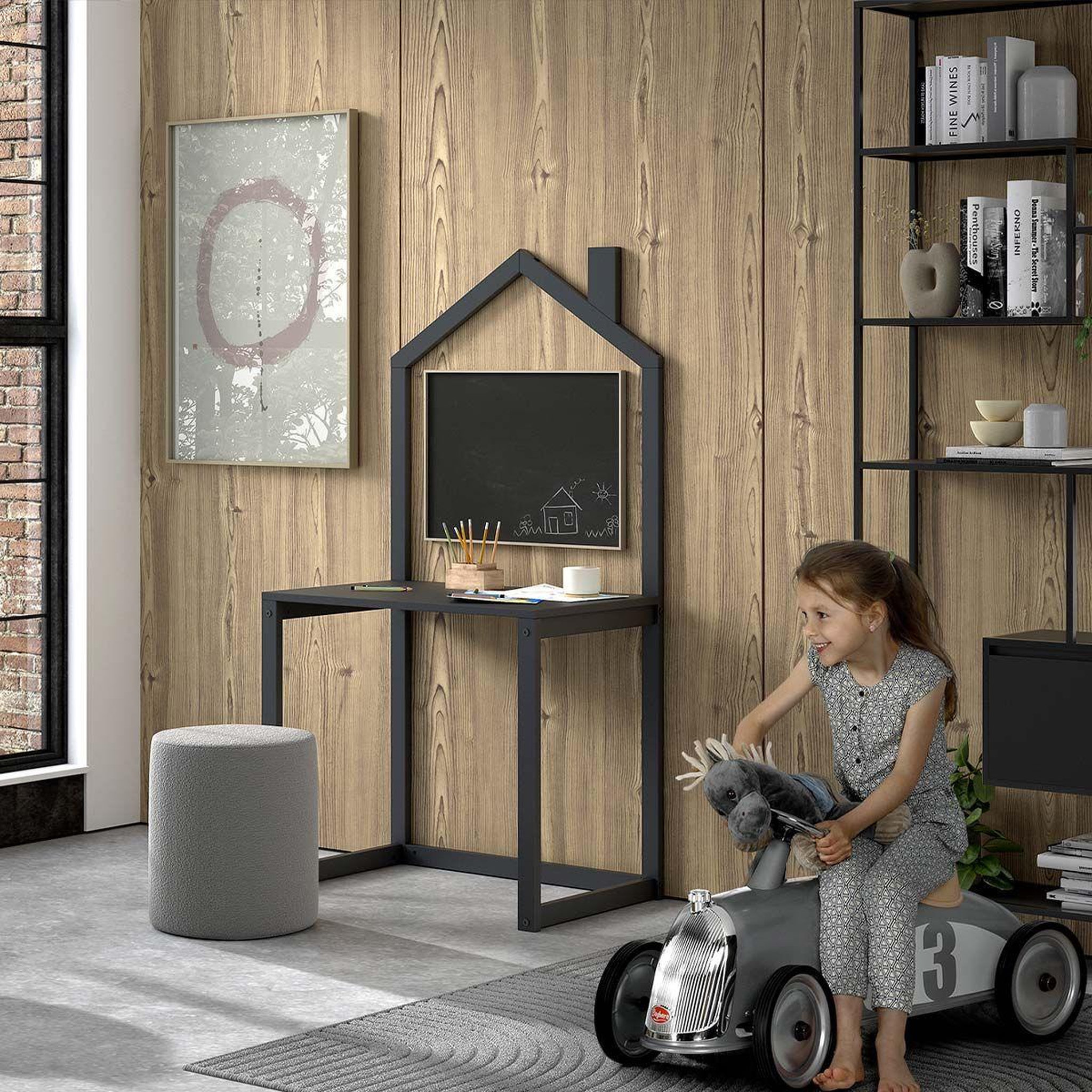 Voir la diapositive 2 : Paris Prix Bureau Enfant en Bois  Dallas  150cm Anthracite