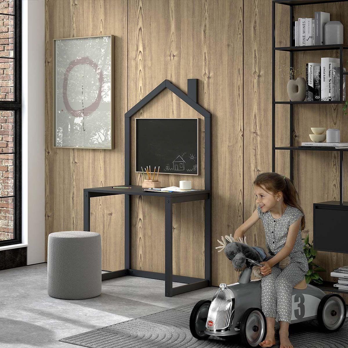 Paris Prix Bureau Enfant en Bois  Dallas  150cm Anthracite