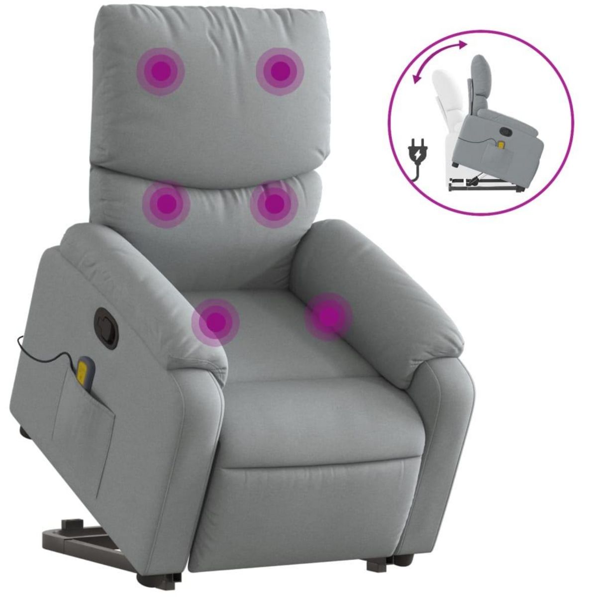 VIDAXL Fauteuil de massage inclinable Gris clair Tissu