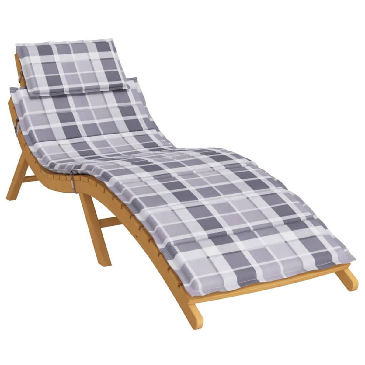 VIDAXL Coussin de chaise longue a carreaux gris 186x58x4 cm